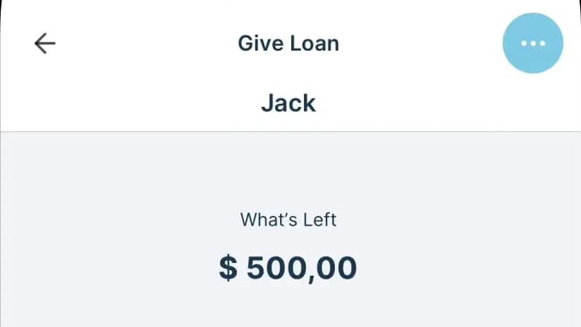 Ein Darlehen an Jack mit dem noch offenen Betrag